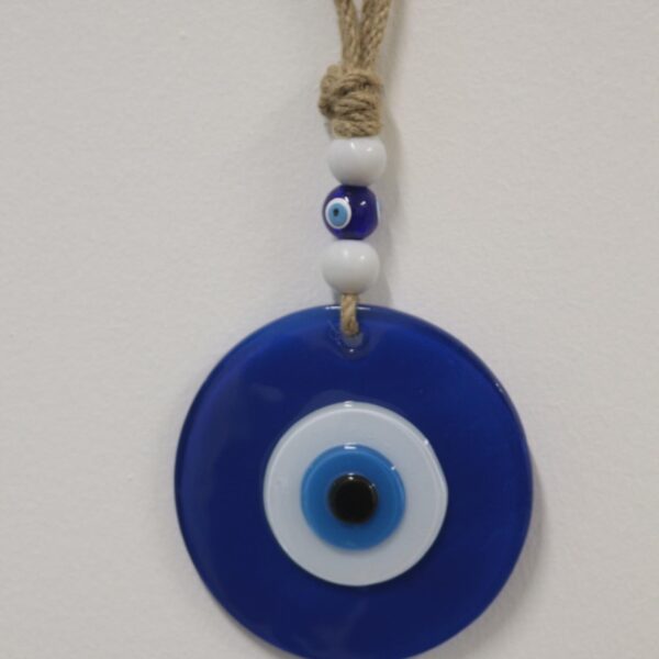 NAZAR BONCUĞU RENKLİ CAM 12 CM MAVİ YUVARLAK