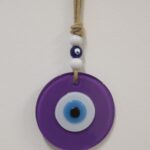 NAZAR BONCUĞU RENKLİ CAM 12 CM MOR YUVARLAK