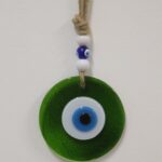 NAZAR BONCUĞU RENKLİ CAM 12 CM YEŞİL YUVARLAK