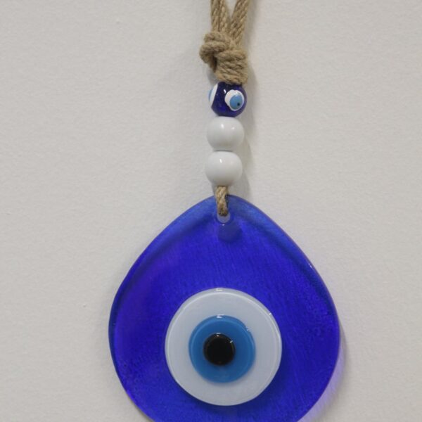 NAZAR BONCUĞU RENKLİ CAM 13 CM MAVİ DAMLA