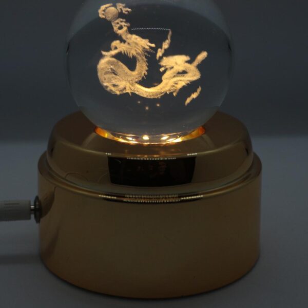 KRISTAL KÜRE LEDLİ  DÖNEN LAMBA HEDİYELİK -EJDERHA