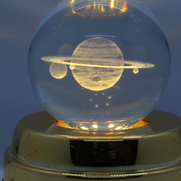 KRISTAL KÜRE LEDLİ  DÖNEN LAMBA HEDİYELİK -GALAKSİ