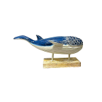 AHŞAP DEKORATİF MAVİ BALİNA 60CM ALBIZIA WOOD
