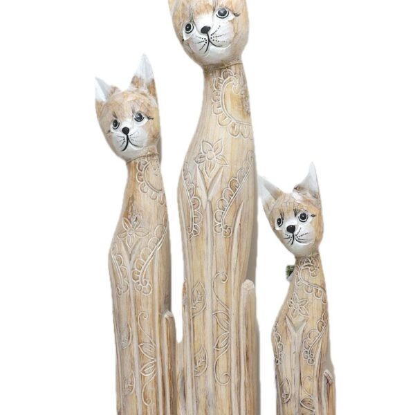 AHŞAP OTANTİK 3 LÜ KEDİ 100CM 7714 ALBIZIA WOOD 100_80_60