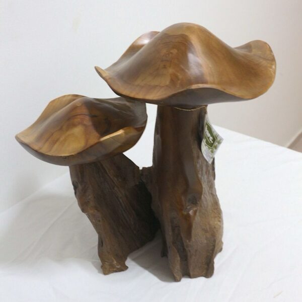 AHŞAP DEKORATİF MANTARLAR TİK AĞACI 40CM TEAK MUSHROOM