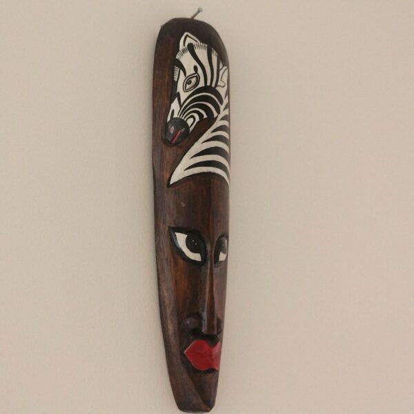 AHŞAP OTANTİK MASK ZEBRALI 50CM ALBIZIA WOOD