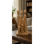 Ahşap Dekoratif Aile Biblo 60 Cm Bali Dekorasyon Natural El Yapımı Büyük Tik Ağacı Obje Family