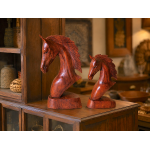 Ahşap Dekoratif At Başı Figür 2'li Set 20 cm - 25 cm El Yapımı Biblo Bali Natural Obje Bohem Dekorasyon