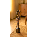 Ahşap 80 cm Flamingo Figürü El Yapımı Dekoratif Büyük Biblo Tropical Dekorasyon Bali Heykel