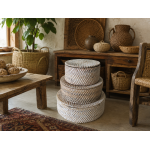 Dekoratif Rattan Kapaklı Sepet 3'lü Set 20_25_30 Cm Bali El Yapımı Çok Amaçlı Otantik Örme Sepetler