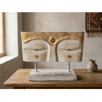 Ahşap Buddha Göz Obje 40 cm Dekoratif El Yapımı Bali Dekorasyon Buda Figür Natural 40 x 30 cm