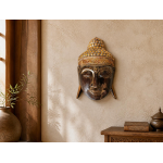 Ahşap Budha Mask Dekoratif 40 cm El Yapımı Buda Büst Bali Duvar Dekorasyon Otantik Biblo Obje 26 x 40 cm