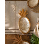 Ahşap Sedefli Ananas Tabak 29 cm Bali Mutfak Dekorasyon El yapımı Dekoratif Tik Ağacı Kase  14 x 29 cm